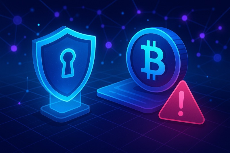Escudo de seguridad digital protegiendo activos de criptomonedas