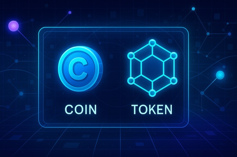Comparación de coins y tokens de criptomonedas en tecnología blockchain
